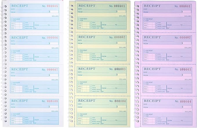 Receipt Books with Carbon Copies, Money and Rent Receipt Book, 3-Part Carbonless - Image 3