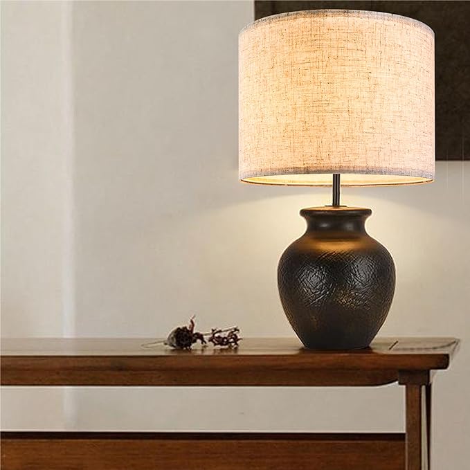 GO&SO Natural Linen Medium Drum Lamp Shades 13" Top x 13" Bottom x 10" High - Image 8