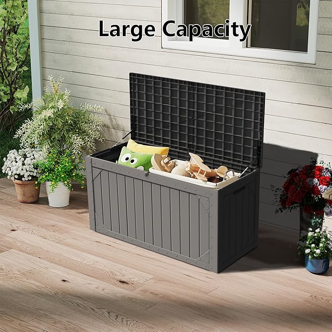 PATIOEASY 100 Gallon Waterproof Large Resin Deck Box，Storage Box - Image 7