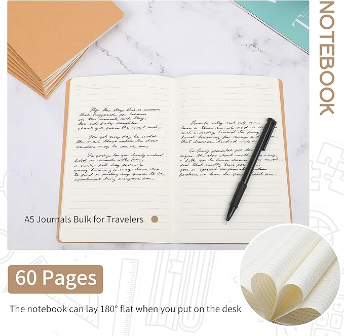 miikoul 100 Pack A5 Kraft Paper Notebook Lined Journal Bulk, 8.3 X 5.5 Inch - Image 5