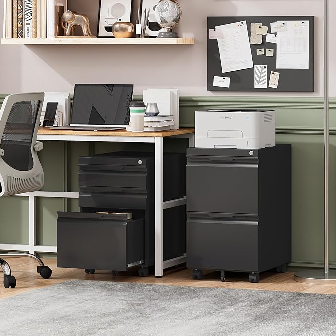 LONGLINK 3 Drawer Mobile File Cabinet - Image 2