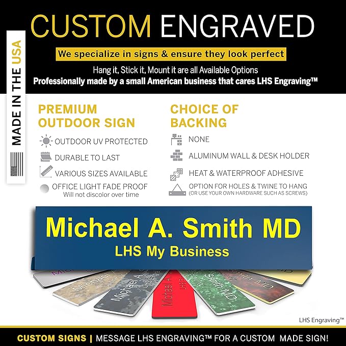 Engraved Door Signs for Office Personalized Blue Plastic Door Plaque - Image 3