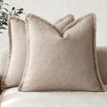 Foindtower Set of 2 Decorative Linen Fringe Throw Pillow Covers Boho Farmhouse by Foindtower