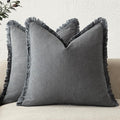 Foindtower Set of 2 Decorative Linen Fringe Throw Pillow Covers Cozy Boho by Foindtower