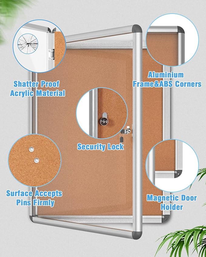 Mifuro 2 Pack 26"x20" Enclosed Bulletin Board, Lockable Weather-Resistant - Image 3