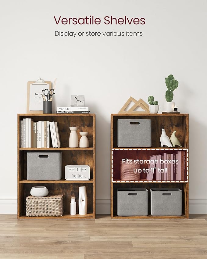VASAGLE Set of 2 Bookshelves, 23.6 Inches Wide, 3-Tier Open Bookcases - Image 5