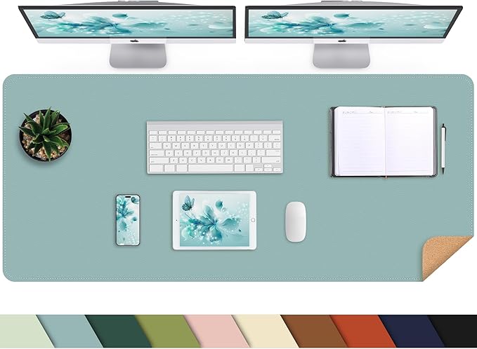 Leather Desk pad Protector, 47 * 17in Large Desk mat by AFIING