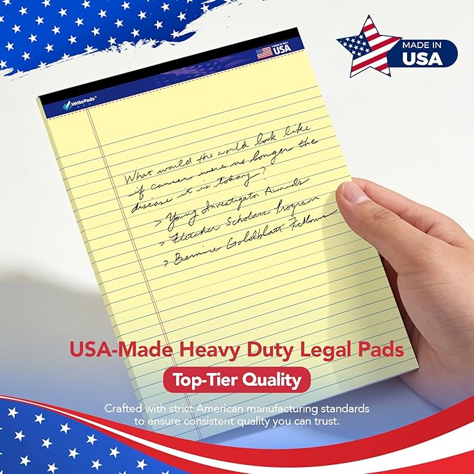 WritePads Legal Pad 8.5"x14" Note Pad, Wide Ruled Writing Pad, Canary Paper - Image 9