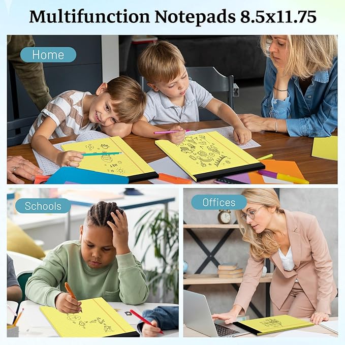 Roneky Legal Pads 8.5 x 11 Yellow Note Pads, 2 Pack College Ruled Notepads 8.5 - Image 6