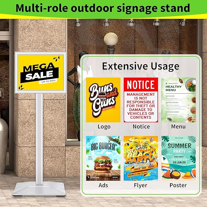 INNOVSIGN 3Packs Heavy Duty Adjustable Pedestal Poster Sign Stand, 11x17 - Image 9