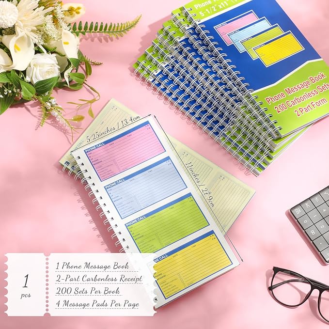 Sinmoe 1 Pcs Spiral Bound Phone Message Book - Image 2