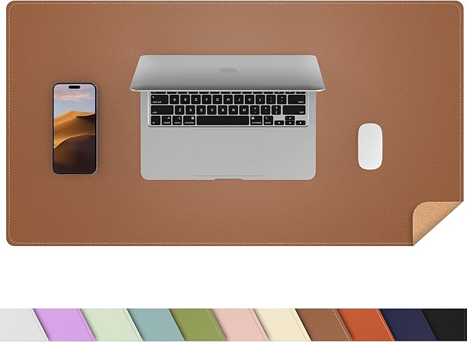 AFIING Dual-Sided Desk Pad, Natural Cork & PU Leather Large Mouse mats by AFIING