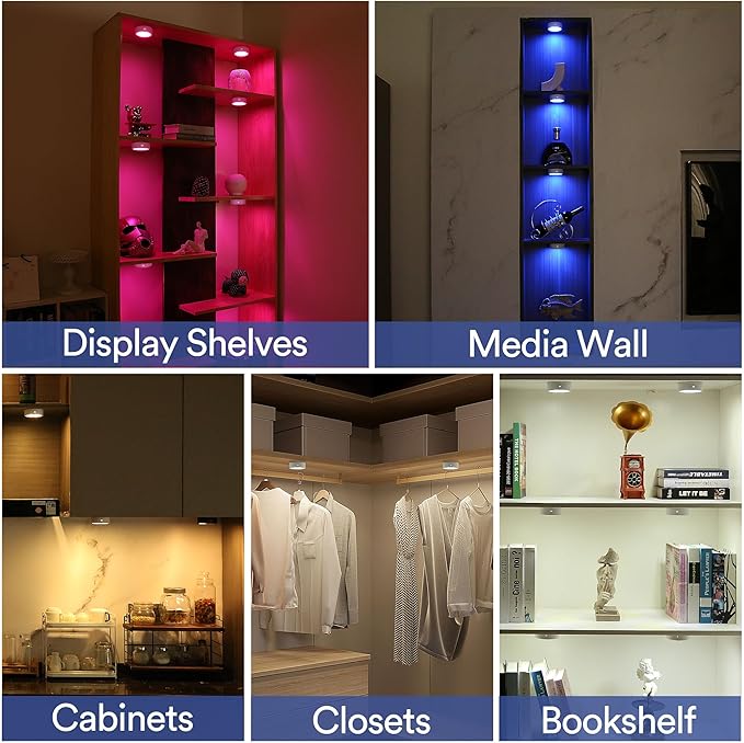 TECOMLIGHT Puck Lights with Remote Control, Battery Powered Wireless LED Under - Image 4