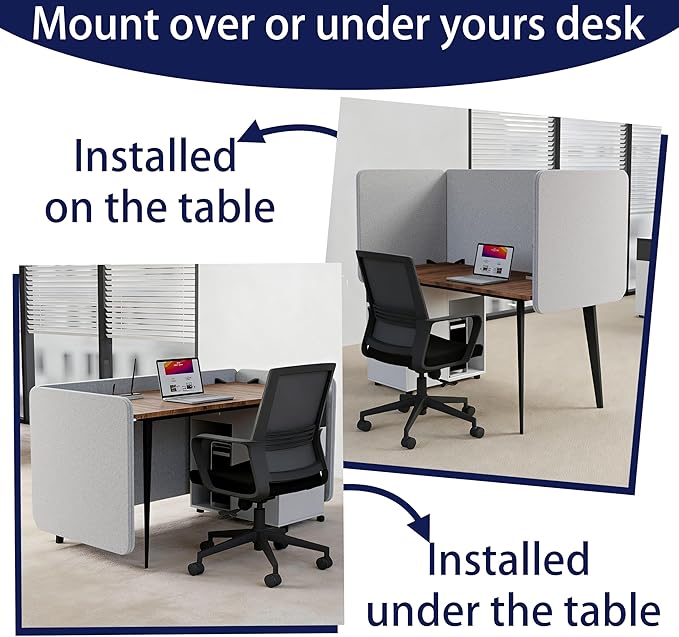 KERRAM Desk Privacy Panel 24 x 60 Inch, Sound Absorbing & Proof Desk Divider - Image 2