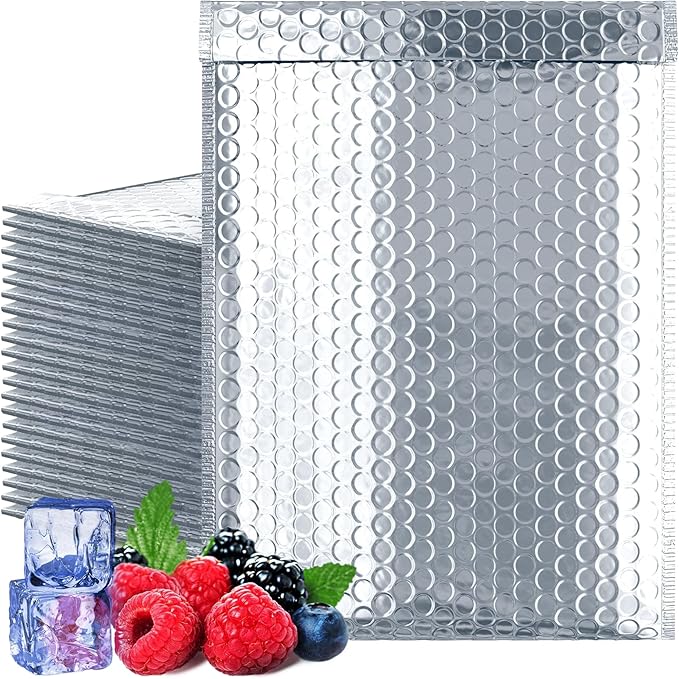Amiff Silver Thermal Bubble Mailer, 8 x 11 Inches. 100 Pack Metallic Bubble by AMIFF