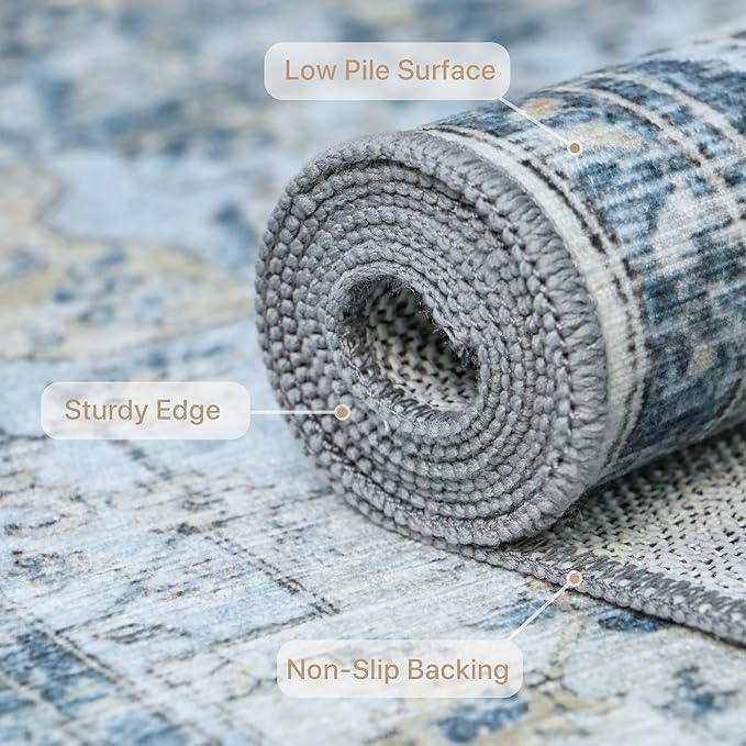 GENIMO Runner Rug 2'6''x10, Non Slip Vintage Hallway Runner Rugs, Low Pile - Image 7
