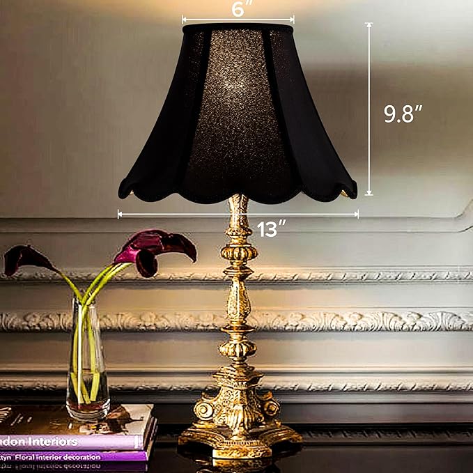 GOSO Scalloped Lamp Shades Set of 1 Medium Black Replac, Braids - Image 4