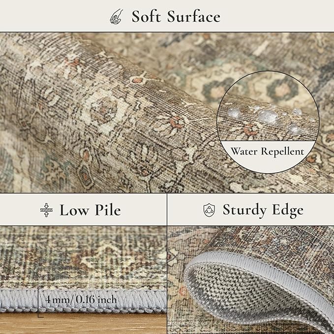 GENIMO 2x3 Area Rugs for Living Room, Machine Washable Non Slip Vintage Rugs - Image 7