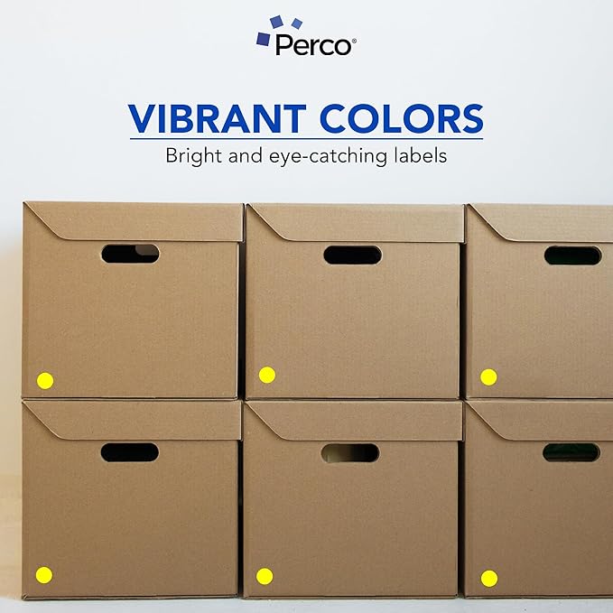 Perco Fluorescent Yellow 1-Inch Round Circle Dot Sticker Labels - Image 6