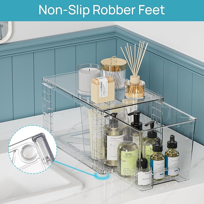 Vtopmart 6 Pack Clear Stackable Storage Drawers, Plastic Drawers - Image 7