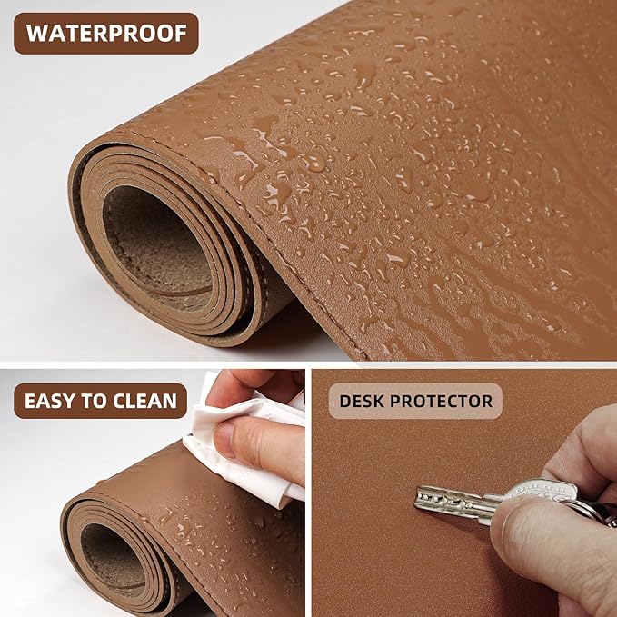 AFIING Dual-Sided Desk Pad, Natural Cork & PU Leather Large Mouse mats - Image 4