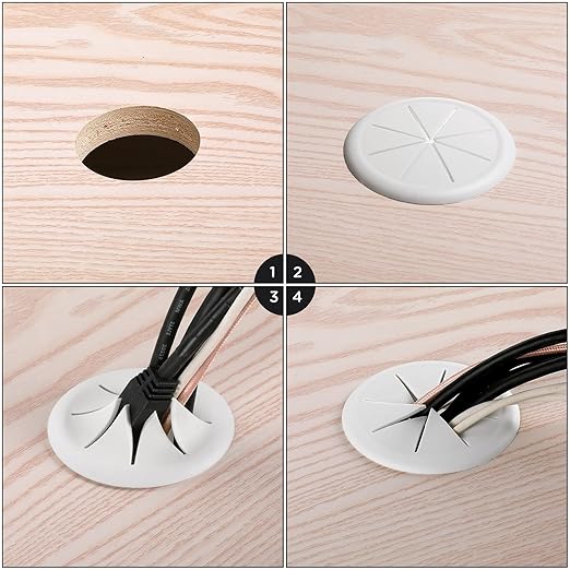 HYCC 10 Pack 2-3/8 Inch Flexible Desk Grommet, Organize Wires and Cables on - Image 5