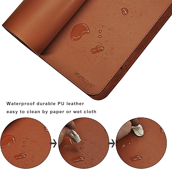 ZORESYN Large PU Leather Desk Pad 51.18x27.56 Inches, Waterproof Gaming Mouse - Image 4