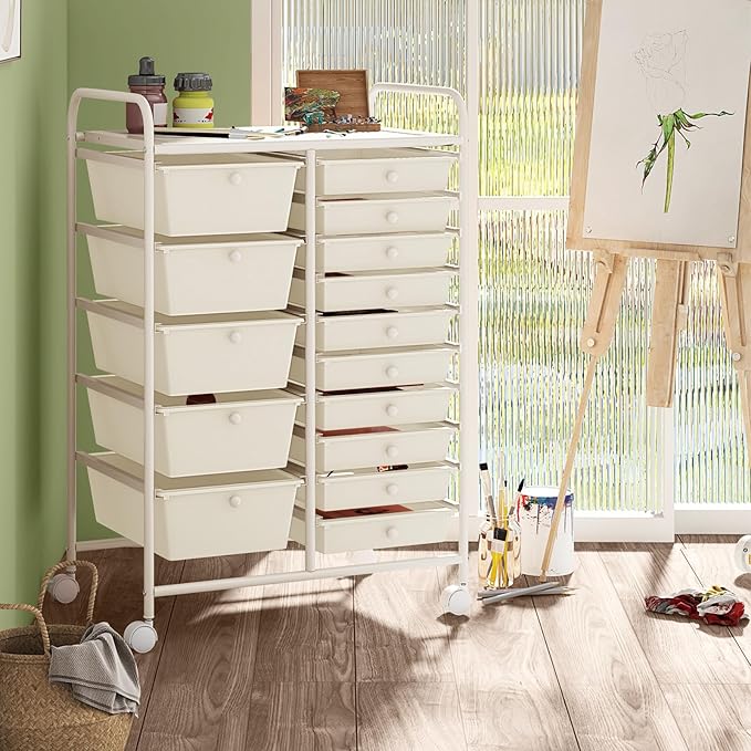 DORTALA 15-Drawer Rolling Storage Cart - Image 4
