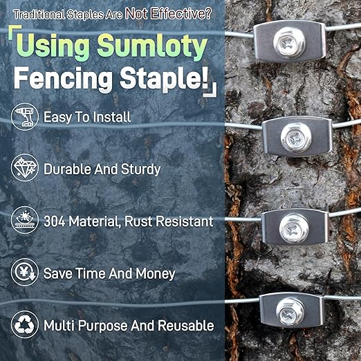 Sumloty 50-Pack 304 Stainless Steel Fence Staples, 1.6 Inch Reusable Fence - Image 5