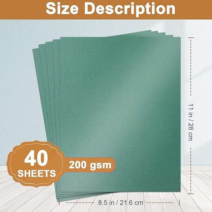 Silunkia 40 Sheets Christmas Green Shimmer Cardstock 8.5 x 11 Scrapbook Paper - Image 2