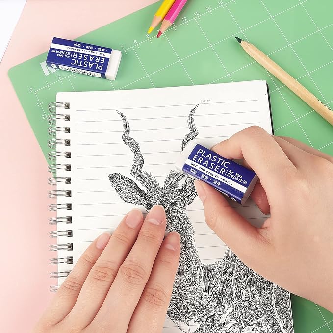 Tamaki 24 Pack Pencil Erasers, Large White Erasers - Image 7