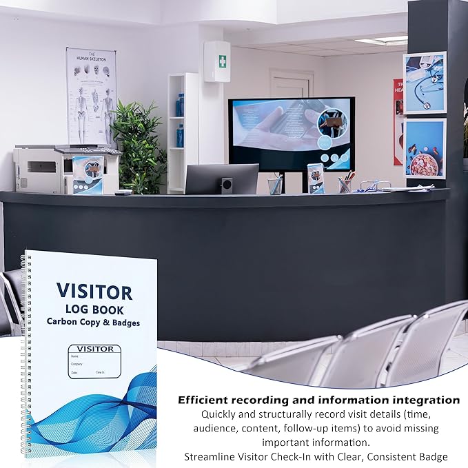 1 Pack Visitor Badges with Carbon Copy Visitor Stickers Letter Size Visitor Log - Image 4