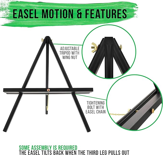 U.S. Art Supply 20" Black Wood Tabletop Easel - Image 3