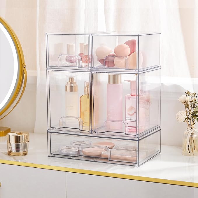 Vtopmart Stackable Storage Drawers Set of 5, Beauty Supplies Storage, Pantry - Image 2