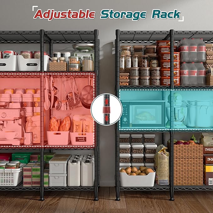 REIBII 78.4" W Storage Shelves 1500LBS, Metal Shelving Unit Wire Shelving - Image 6