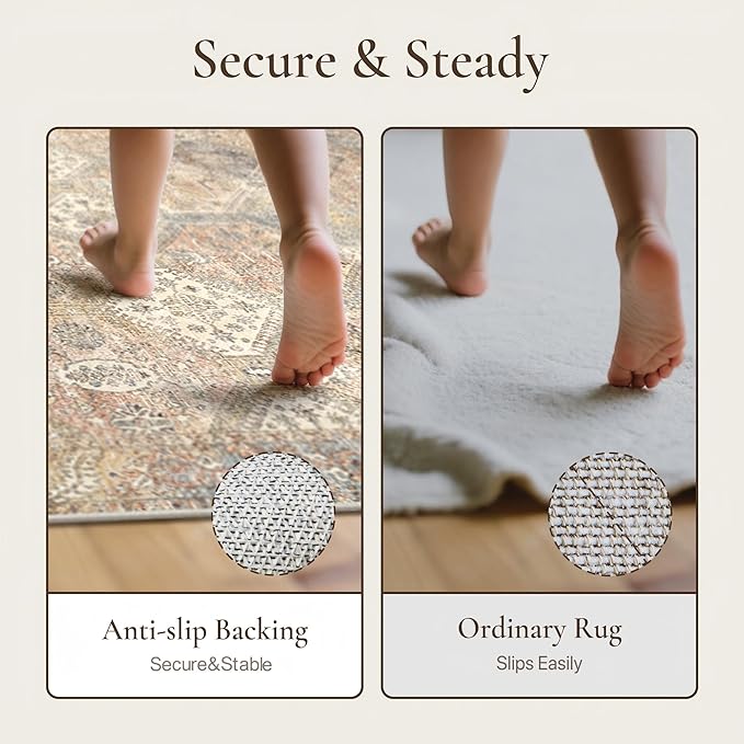 GENIMO 5x7 Area Rugs for Living Room, Machine Washable Non Slip Vintage Rugs - Image 9
