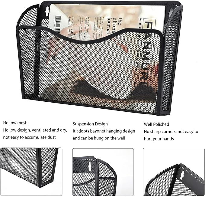 Gawerk 6 Pack Wall File Organizer, Mesh Hanging Metal Vertical Wall Mounted - Image 3