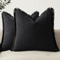 Foindtower Set of 2 Decorative Linen Fringe Throw Pillow Covers Cozy Farmhouse by Foindtower