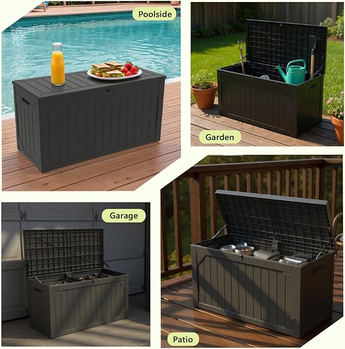 PATIOEASY Outdoor Storage Box 100GAL Waterproof Resin Deck Box, UV-Resistant - Image 6