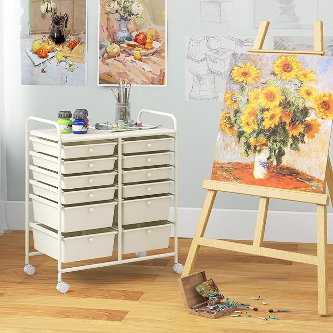 Giantex 12 Drawers Rolling Storage Cart, Classroom Organizers - Image 9