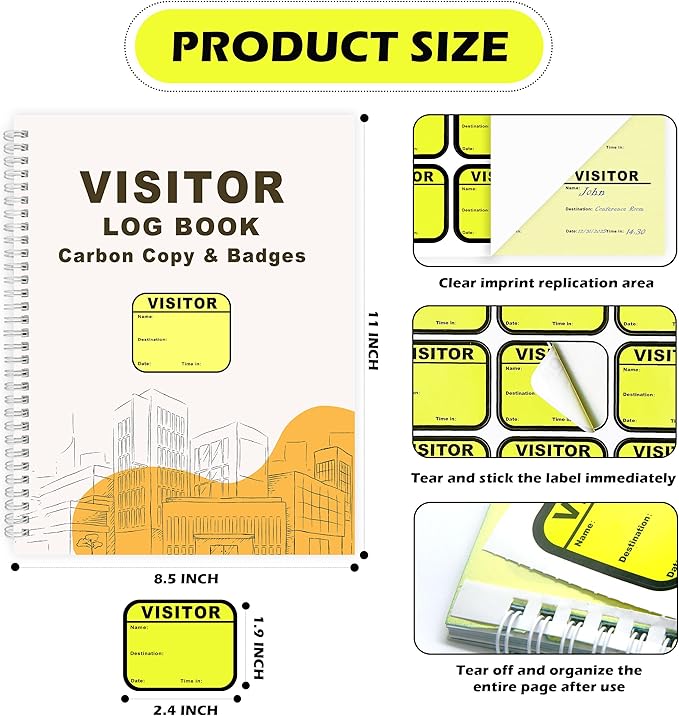 2 Pack of Visitor Badges Registry Log - Image 2