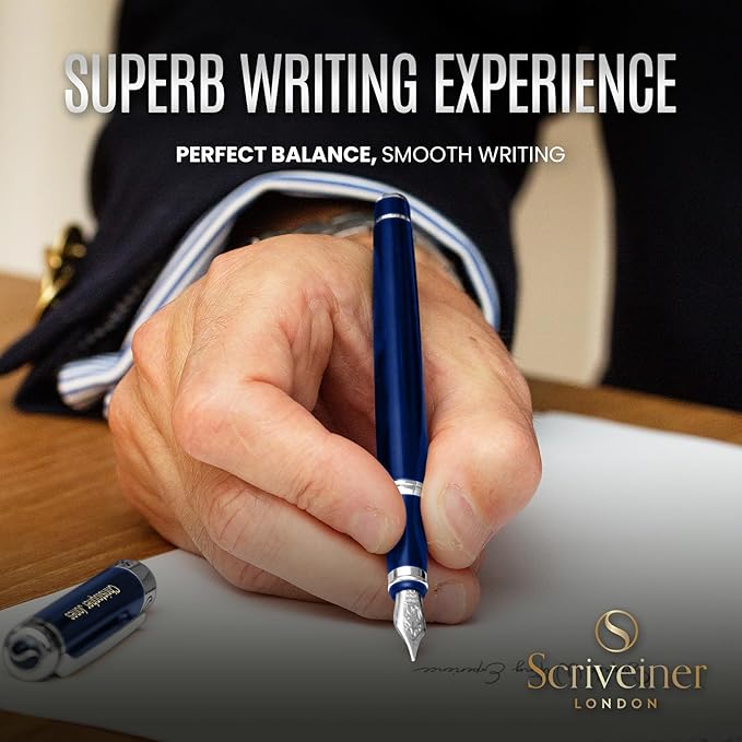 Scriveiner Personalized Midnight Blue Fountain Pen - Image 4