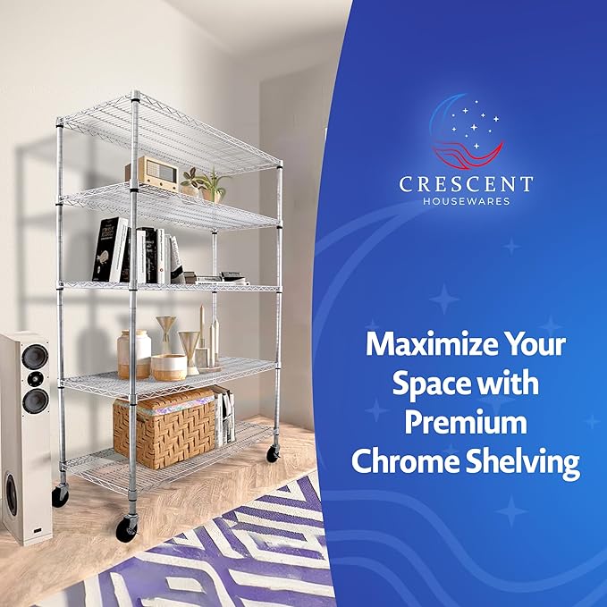 CRESCENT 48" W Storage Shelves 4000LBS Metal Shelving 5 Tier Wire Shelving Unit - Image 12
