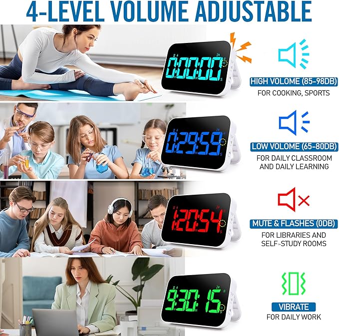 Kitchen Timer（1.5" Number）with Voice Reminder, 10 RGB Color Changing Digital - Image 9