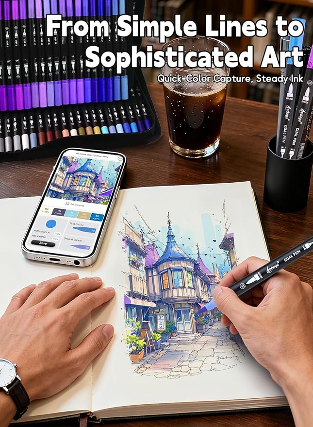 AEDAGA 80 Colors Numbered Dual Tip Brush Pens - Image 6