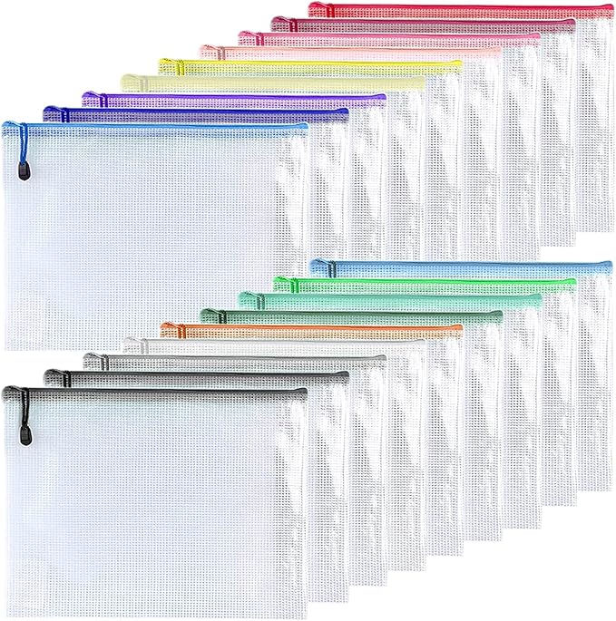 Oaimyy-18 Pcs-Mesh Zipper Pouches File Bags Puzzle Storage Bags Folders Large by Oaimyy