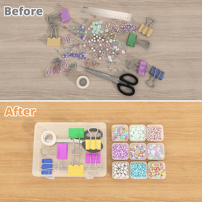 Mathtoxyz Bead Organizer Box, Mini Clear Storage Containers - Image 3