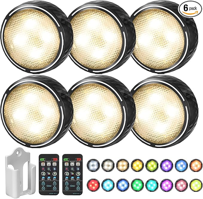 LED Puck Lights with Remote Battery Operated Under Cabinet Lighting Wireless by Onumii