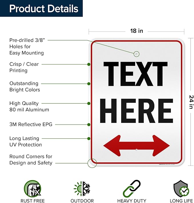 Custom Arrow, Custom Directional Sign, Two Way Arrow, 18x24 Inches, 3M EGP - Image 6