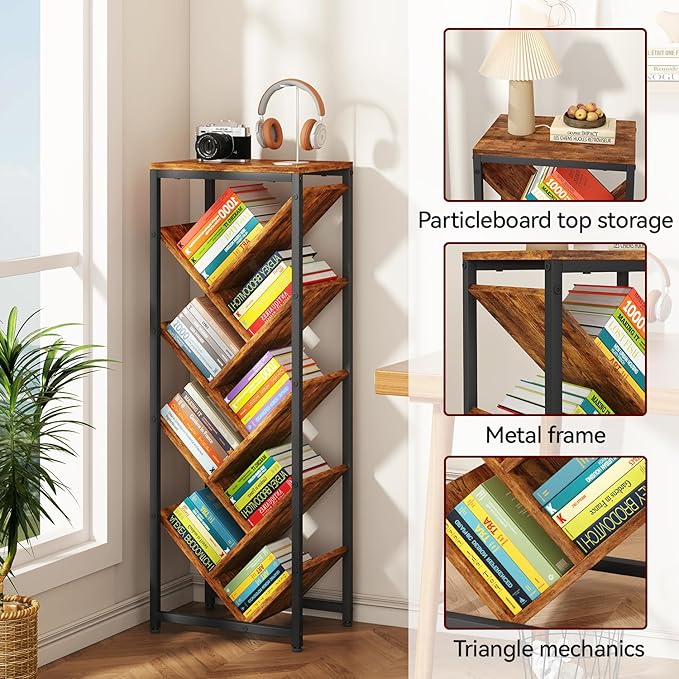 IBUYKE 9 Tier Tree Bookshelf, Floor Standing Wood Bookshelf - Image 9
